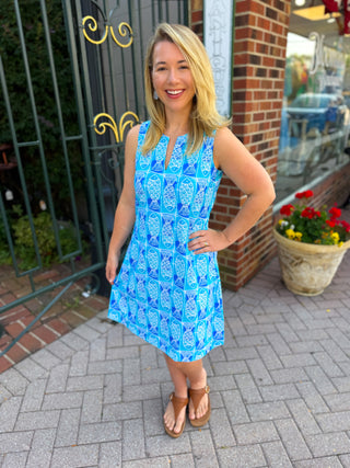 Lulu B Coastal Fish UPF 50+ Open Cut Dress