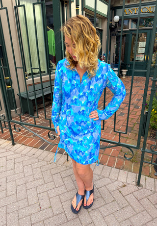 Beachtime by Lulu B The Sun Dress Blue Multicolor Hearts