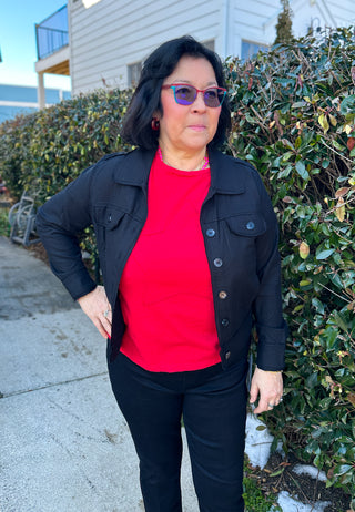 Tango Mango Stretch Linen Jacket Black