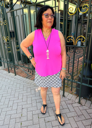 Beachtime by Lulu B Black and Stone Flower 2-Pocket Skort