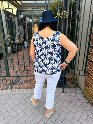 Beachtime by Lulu B White Seersucker Capri