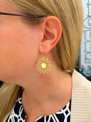 Gold Sparkle Flower Earrings