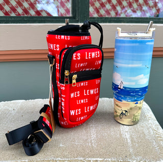 Water Bottle Carrier - Red Lewes