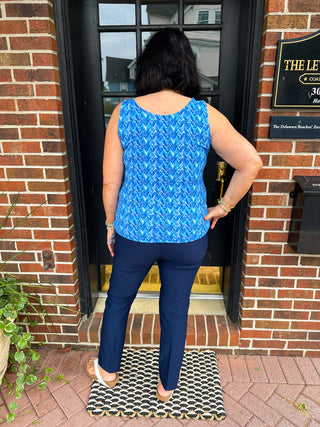 Lulu B Blue Chevron Basic Tank