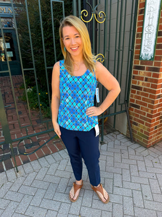 Beachtime by Lulu B Blue Window Pane Basic Tank