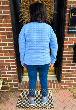 Beachtime by Lulu B Clear Periwinkle Quarter Zip Sweater