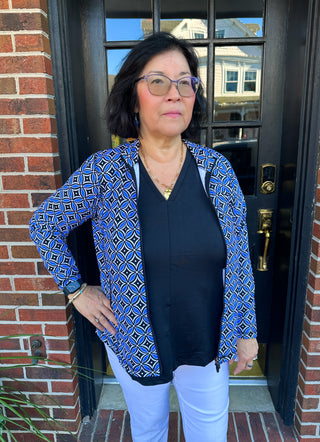 Lulu B Blue Geometric Zip Jacket