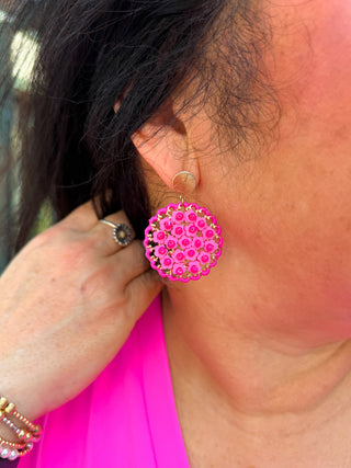 Pink Circle Earrings