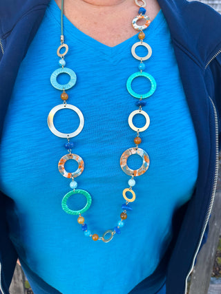 Teal Multicolor Circles Necklace