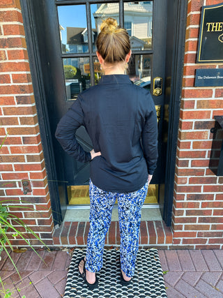 Lulu B Navy and Sand Vine Secret Pocket Capri Legging