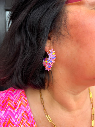 Pastel Flower Hoop Earrings