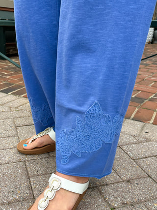 Escape by Habitat Baja Blue Flower Embroidered Pocket Flood Pant
