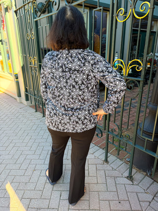 Beachtime by Lulu B Black Flower Power Full Zip Jacket