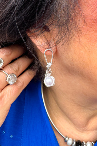 Silver Pearl Knot Earrings