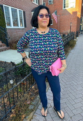 Bangladine by Lulu B Navy Pull-On Ankle Pant