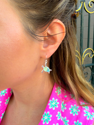 Seaglass Turtle Earrings