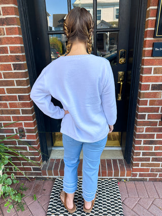 Lulu B Chenille White Embroidered Turtle Sweater