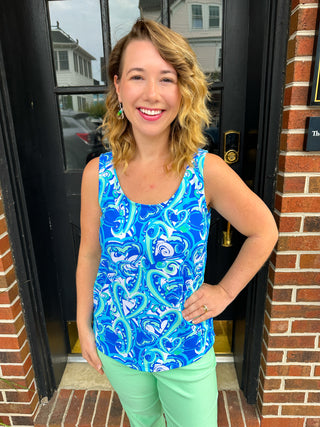 Lulu B Blue Hearts Basic Tank