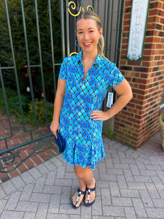 Beachtime by Lulu B Short Sleeve Quarter Zip Ruffle Dress