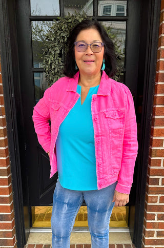 Lulu B Hot Pink Linen Jacket