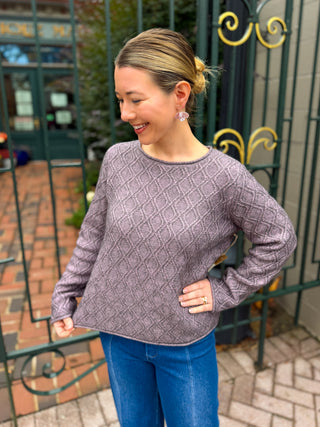 Escape by Habitat Rosewater Diamond Texture Crewneck Sweater