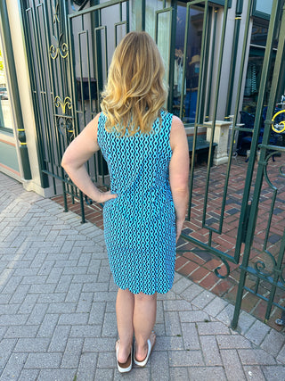 Lulu B Navy Rope Scallop V-Neck Hem Dress