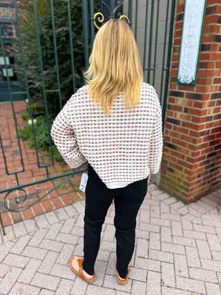 Olivia by Habitat Metallic Dot Rolled Crewneck Sweater Ivory