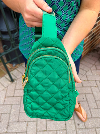 Pinelope Puffer Sling Bag Emerald