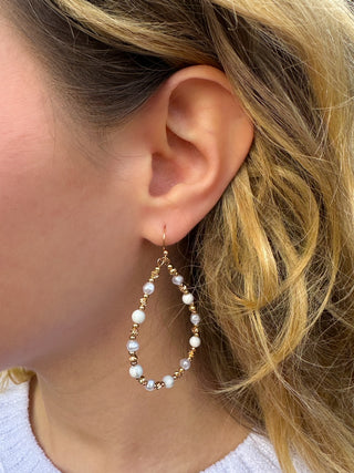 Gold and Pearl Teardrop Earrings
