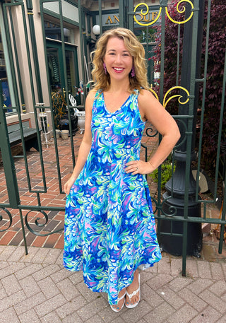 Tango Mango Women's Pastel Flower UPF 50+ Midi Dress