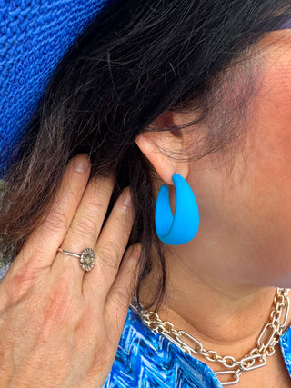 Blue Chunky Hoop Earrings