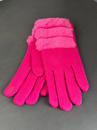 Pink Faux Fur Gloves
