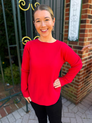 Lulu B Crimson Cashmere Feel Sweater