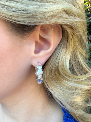 Silver Shell Hoop Earrings