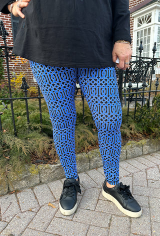 Lulu B Geometric Sapphire Full Length Leggings