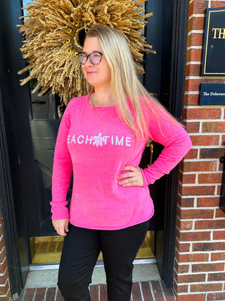 Lulu B Beach Time Turtle Sweater Pink