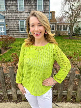 Escape by Habitat Kiwi Floral Crochet Pullover