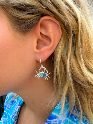 Two Blue Crab Earrings