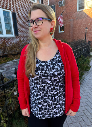 Lulu B Black and White Cocktails Basic Tank