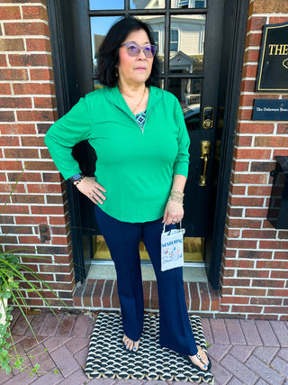 Lulu B Navy and Emerald Geometric Basic Tank