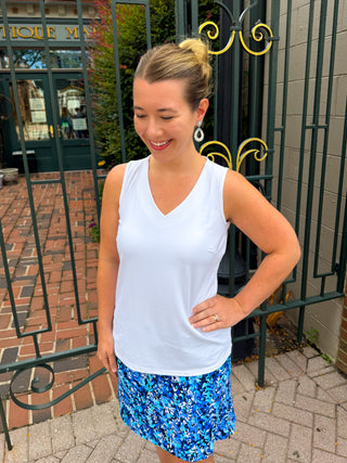 Lulu B Dark Blue Vines UPF 50+ Zip Skort