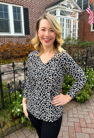 Lulu B Giraffe V-Neck Top