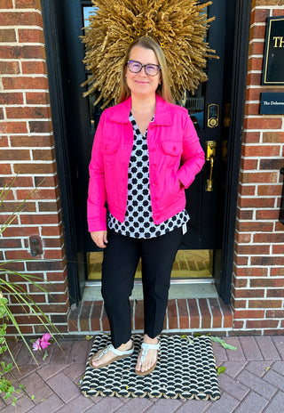 Lulu B Black and White Knots V-Neck 3/4 Sleeve Top