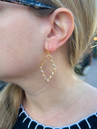 Peach Beaded Diamond Earrings