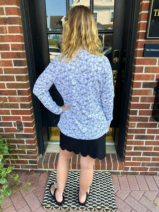 Lulu B White and Gold Cocktails Zip Jacket