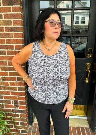 Lulu B Black Chevron Basic Tank