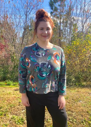 Escape by Habitat Earth Floral Step Hem Boxy Tee