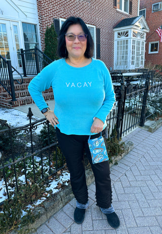 Lulu B Clear Turquoise Vacay Sweater