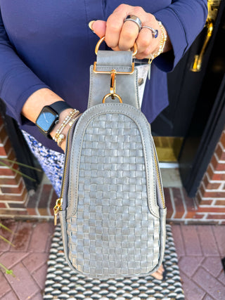 Waverly Woven Sling Bag Gray
