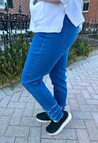 Lulu B Denim Fringe Pant Dark Wash